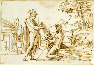 Apolo recibiendo la lira de Mercurio (estudio para la Galería Farnese)